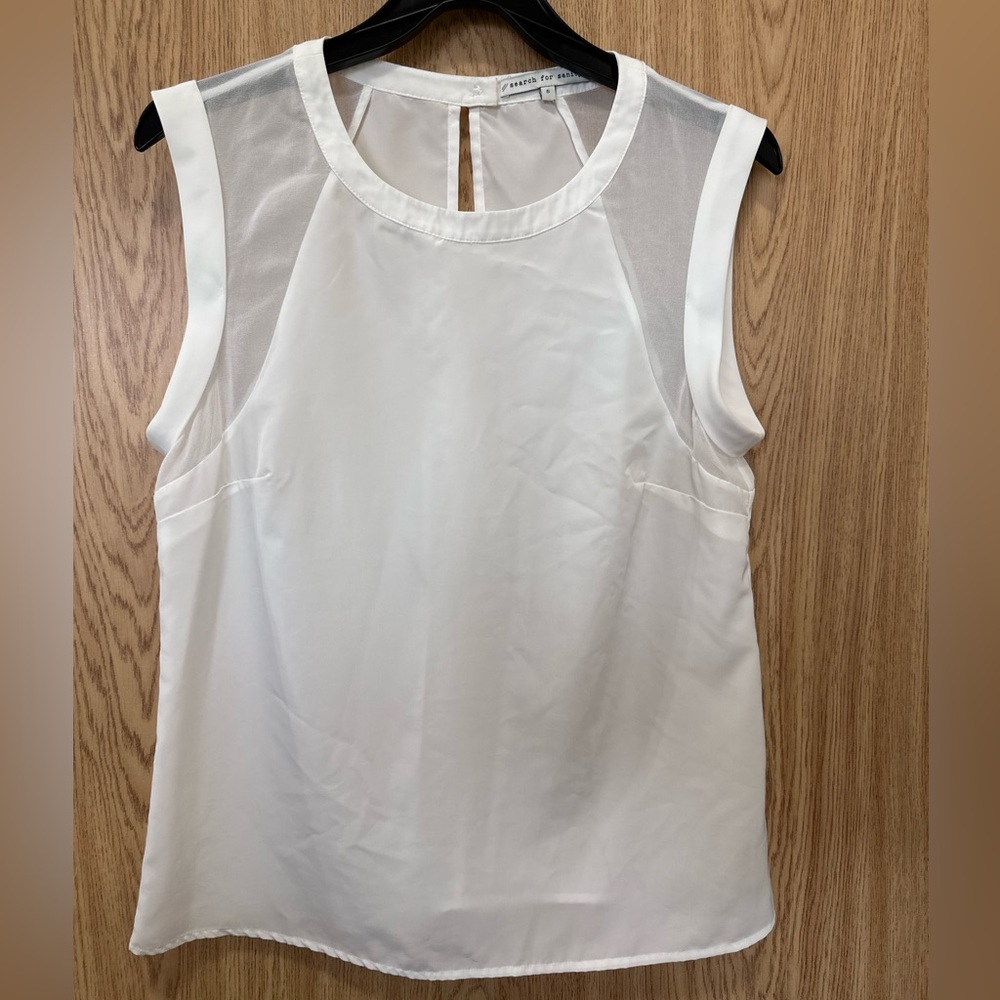 Search for Sanity White Sheer Sleeveless Blouse